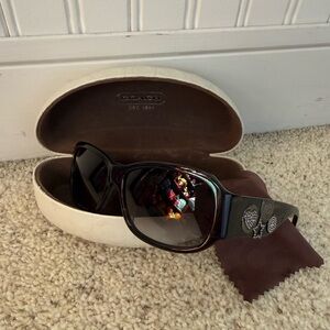 NWOT Coach Black Sunglasses with Embellished Temples